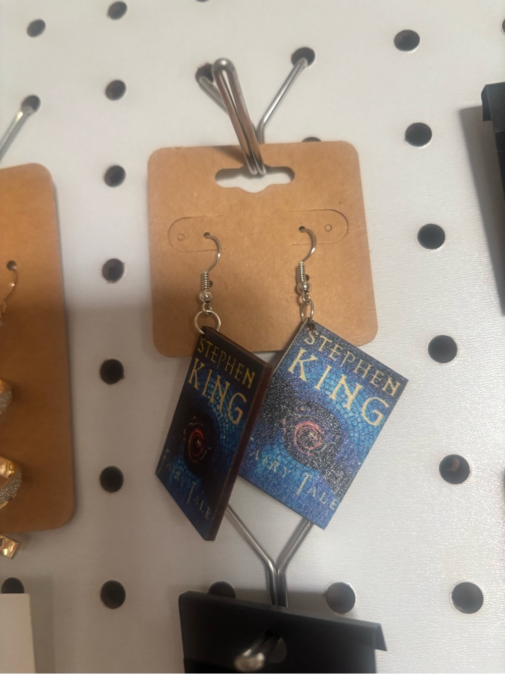 Blue Book Cover Dangle Earrings - Blue